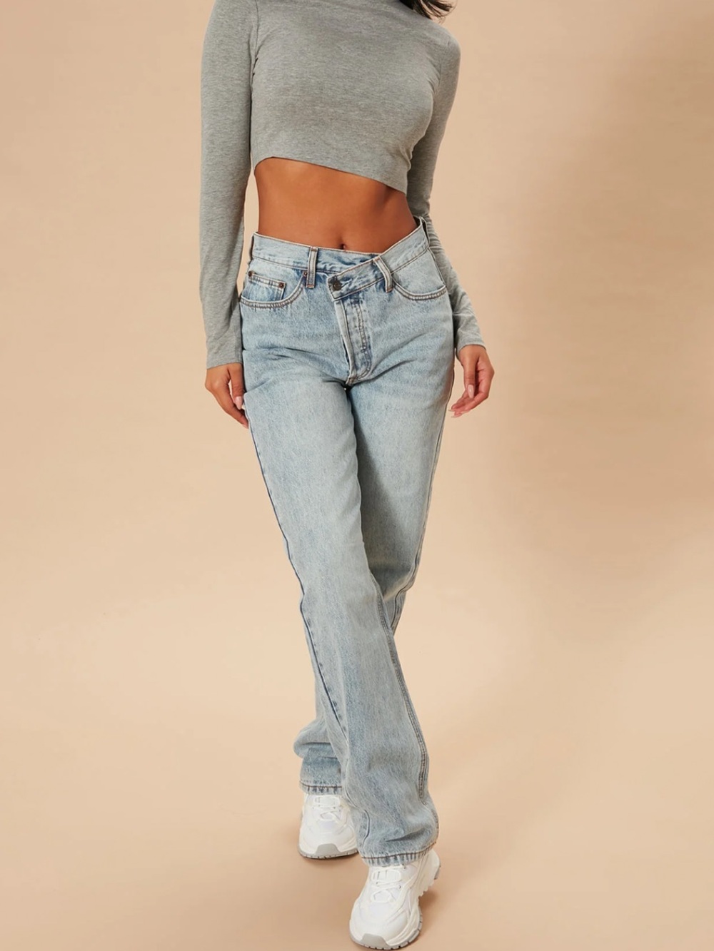 NWT Fashion Nova 100% Cotton Crossover Button Fly Straight Leg Jeans Size 7 $40